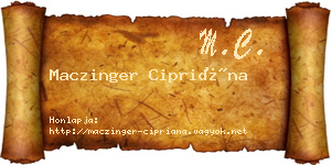 Maczinger Cipriána névjegykártya